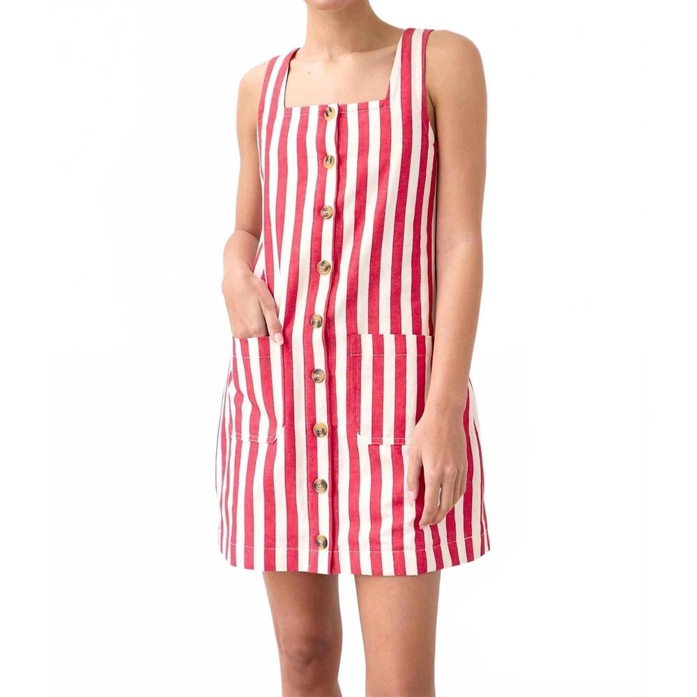 NEW RAISONNEL maddi striped mini dress in red